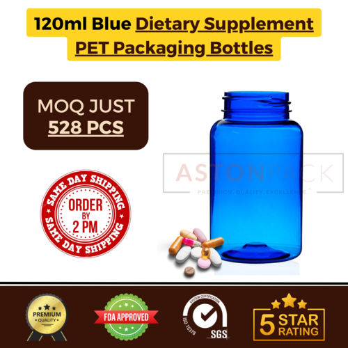 120 ml Cobalt Blue Dietary Supplement PET Packaging Bottles