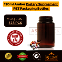 120 ml Amber Dietary Supplement PET Packaging Bottles