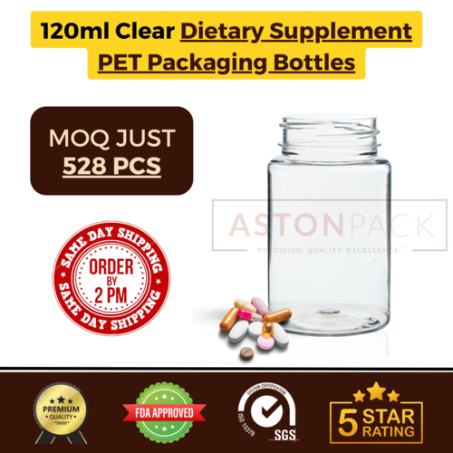 120 ml Clear Dietary Supplement PET Packaging Bottles