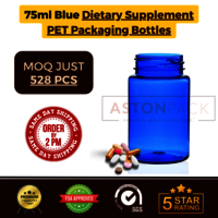75 ml Cobalt Blue Dietary Supplement PET Packaging Bottles