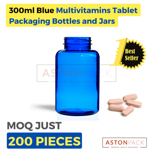 300 Ml Cobalt Blue Multivitamins Tablet Packaging Bottles And Jars Diameter: 69.06 Millimeter (Mm)