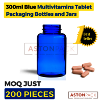 300 ml Cobalt Blue Multivitamins Tablet Packaging Bottles and Jars