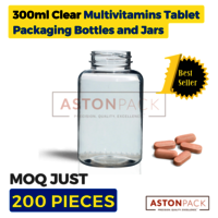 300 ml Clear Multivitamins Tablet Packaging Bottles and Jars