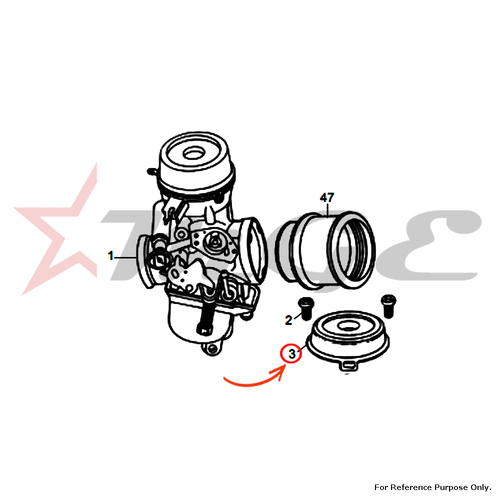 Diaphragm Top Cover (Metal) BS 26 For Royal Enfield - Reference Part Number - #500831