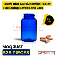 120 ml Cobalt Blue Multivitamins Tablet Packaging Bottles and Jar