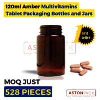 120 ml Amber Multivitamins Tablet Packaging Bottles and Jars