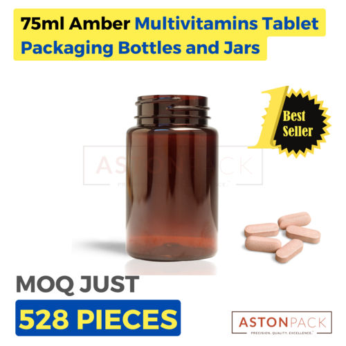 75 Ml Amber Multivitamins Tablet Packaging Bottles And Jars Diameter: 45.50 Millimeter (Mm)