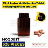 75 ml Amber Multivitamins Tablet Packaging Bottles and Jars