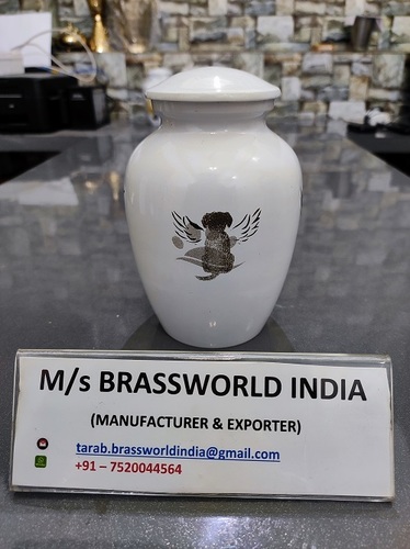 Hand Painted Aluminum Metal Cremation Urn By BRASSWORLD INDIA