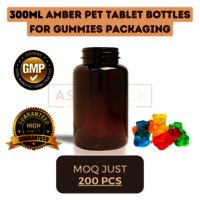 300 ml Amber PET Tablet Bottles for Gummies Packaging