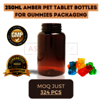 250 ml Amber PET Tablet Bottles for Gummies Packaging