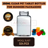 250 ml Clear PET Tablet Bottles for Gummies Packaging
