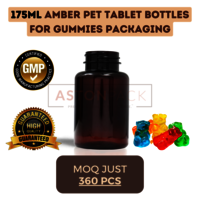 175 ml Amber PET Tablet Bottles for Gummies Packaging