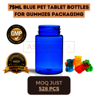 75 ml Cobalt Blue PET Tablet Bottles for Gummies Packaging