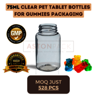 75 ml Clear PET Tablet Bottles for Gummies Packaging