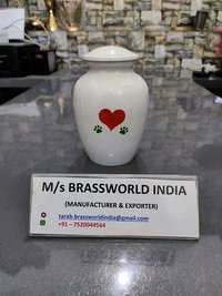Aluminum Hand Painted Orange Heart With Black Paw Cremation Urn