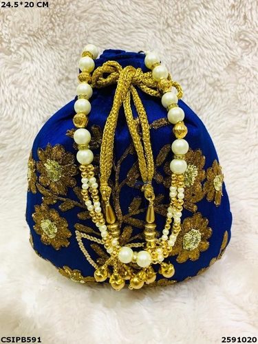 Blue Designer Ethnic Batua Potli Bag