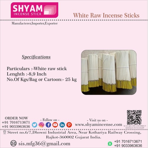 White Raw Incense Stick Burning Time: 30 To 35 Minutes