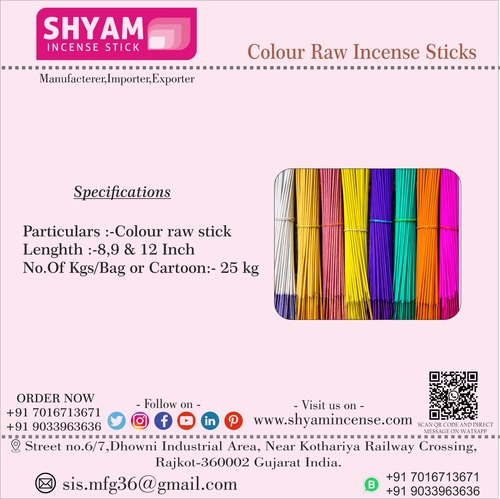 Colour Raw Incense Sticks Burning Time: 30 To 35 Minutes