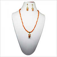 Gemstone Carnelian Ganesh Pendant Beads Necklace
