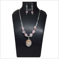 Gemstone Rose Quartz Beads - Pendant Necklace