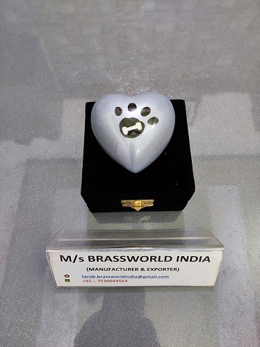 red paw on heart hand painted cremation urn