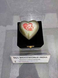 red paw on heart hand painted cremation urn