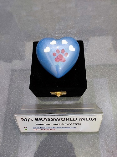 red paw on heart hand painted cremation urn