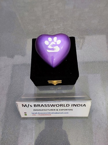 praying hand with paw hand painted heart cremation urn