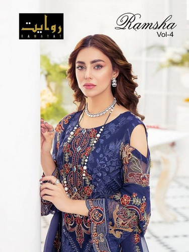 Rawayat Ramsha Vol-4 Faux Georgette Pakistani Style Salwar Kameez Catalog