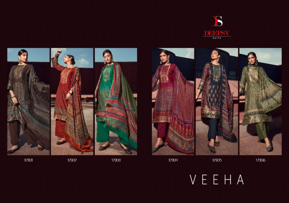 Deepsy Veeha Dola Jacquard Digital Print With Hand Embroidery Suits Catalog