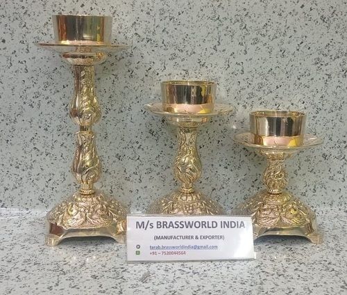 brass gold polished engraved candle holder