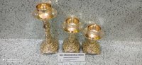 brass gold polished engraved candle holder