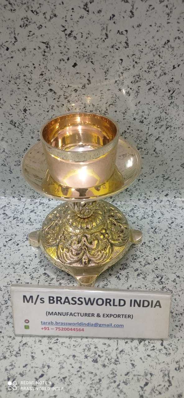 brass gold polished engraved candle holder