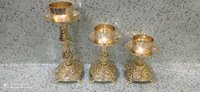 brass gold polished engraved candle holder