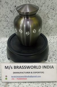 grey silver pet paw engraved pet cremation urn