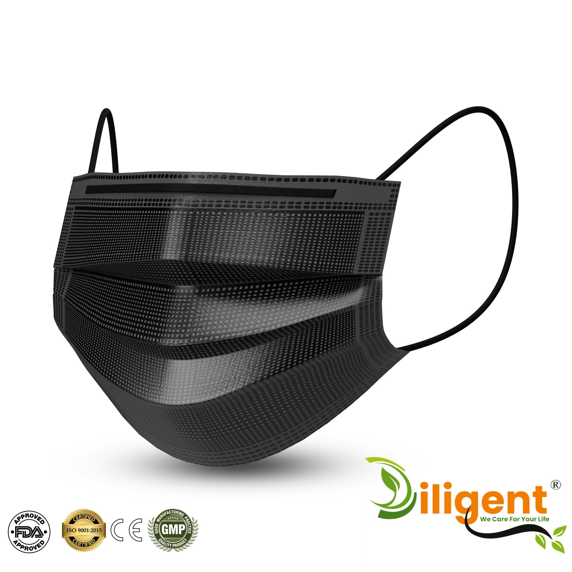 Black 3Ply Surgical Mask Certified ByFDA CE WHO-GMP AND ISO
