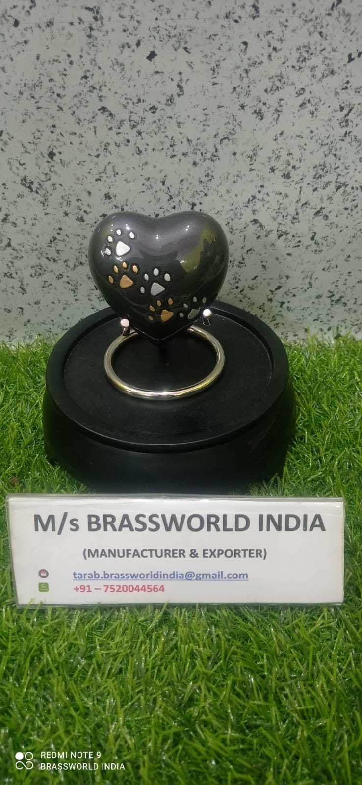 brass black pet paw printed heart cremation urn