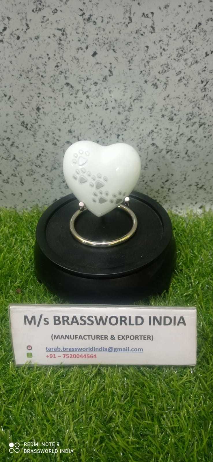 brass black pet paw printed heart cremation urn