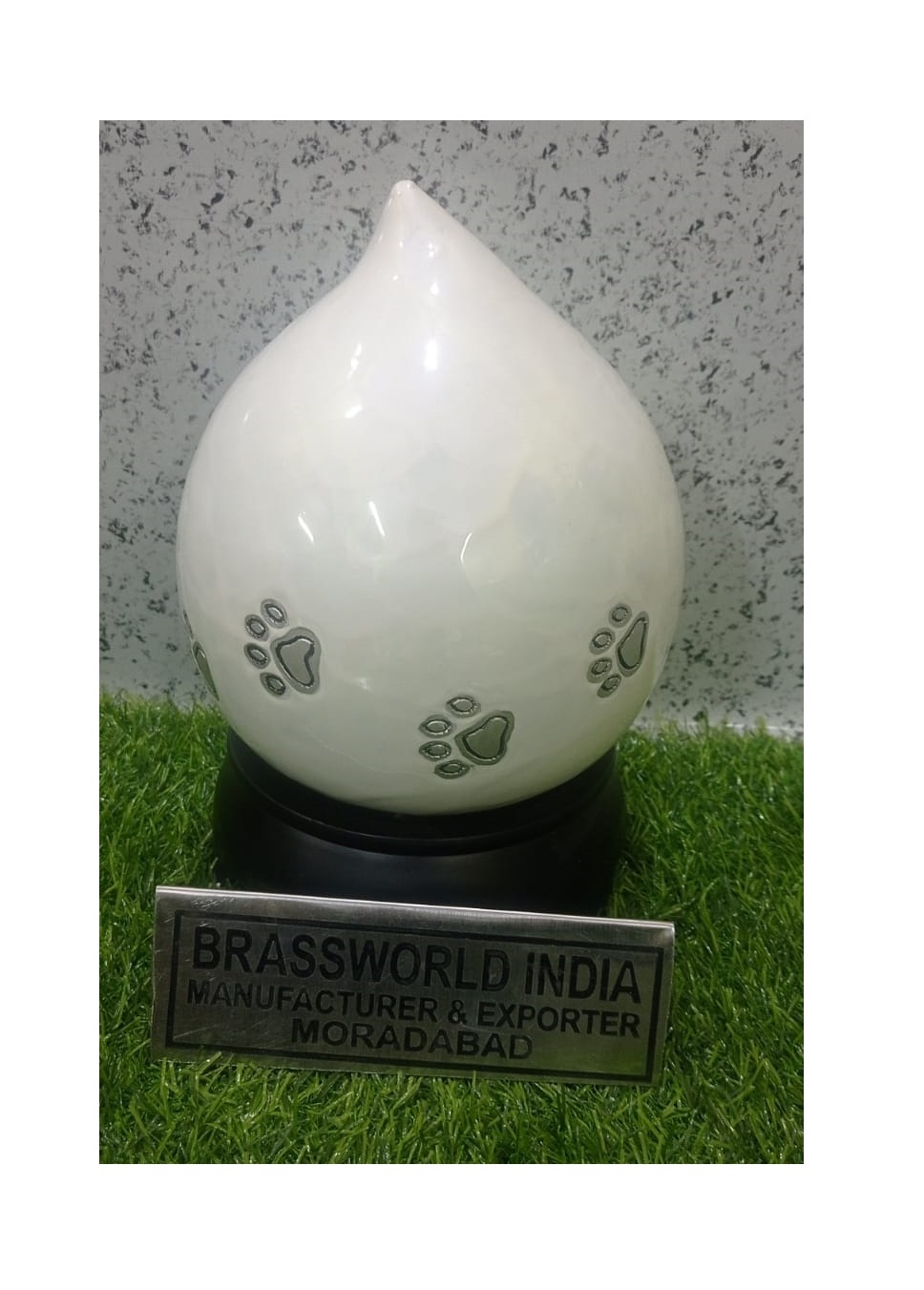 brass black pet paw printed heart cremation urn