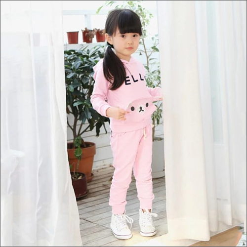 Pink Girls Kids Hoodie And Pajama Set