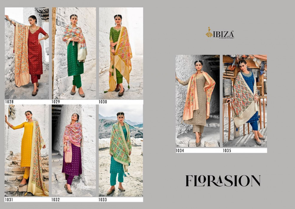 Ibiza Florasion Chinon Jacquard With Jacquard & Sleeve Delicate Embroidery Suits Catalog
