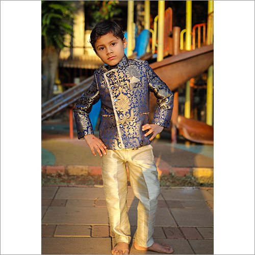 No Fade Kids Brocade Jodhpuri Suit