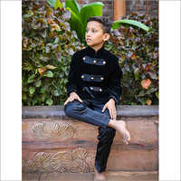 Kids Silk Jodhpuri Suit - Full Sleeve, Size 10-11 Years | Trendy Style, Coat And Pant Set, Black Color