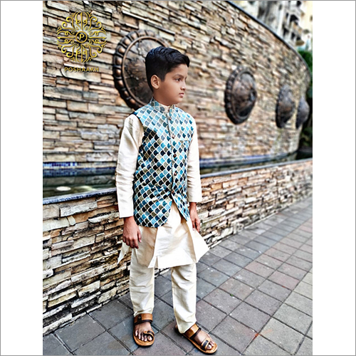 Boys Ethnic With Patterned Blue Jacket Age Group: Kids