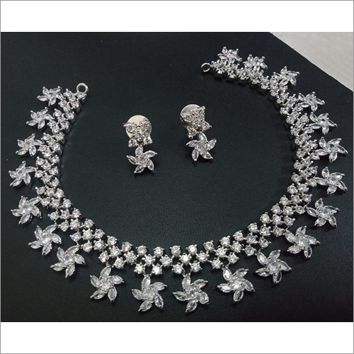 White American Diamond Necklace Set Gender: Women