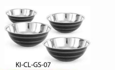 Stainless Steel Black Colored Silver Lining Bowl Set