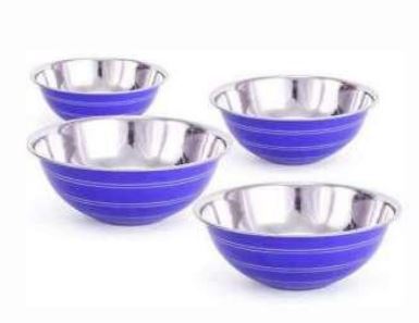 Stainless Steel Blue Colored Silver Lining Bowl Set