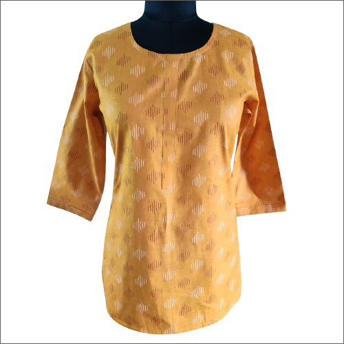 Ladies Cotton Printed Yellow Top