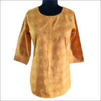 Ladies Cotton Printed Yellow Top